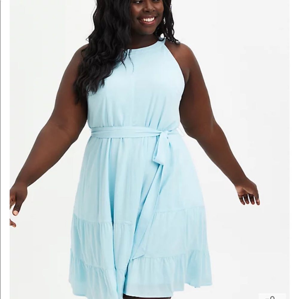 NWT Torrid Blue Woven Tiered Mini Dress